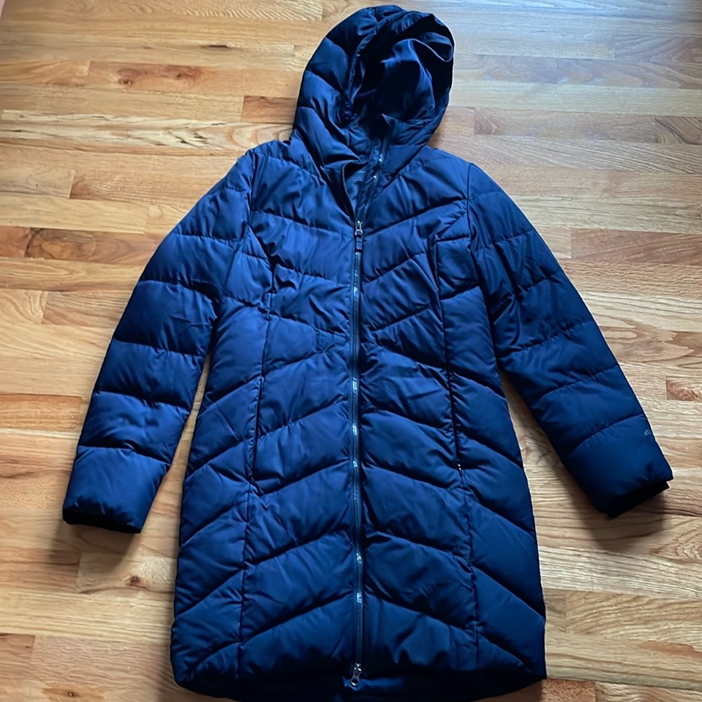 Eddie Bauer navy blue down coat